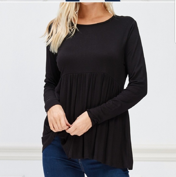 Black empire waist long sleeve top - Picture 2 of 7